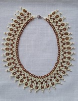 Beige, brown pearl necklace
