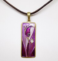 Handmade bronze pendant with textile chain (zal-r75307)