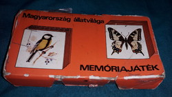 Régi 1970 -s Magyar Kártyagyáras MEMÓRIA KÁRTYA  magyar állatok dobozával HIÁNYTALAN a képek szerint