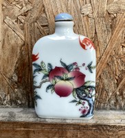 Chinese bat and pomegranate marked porcelain snuff bottle china - auction!