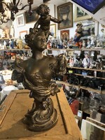 Baroque copper bust, with putto, 38 cm high beauty.