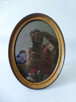 Old oval wooden picture frame