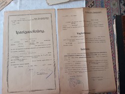 Párkány Stúrovó mesterember bizonyítványai, iparigazolványai, stb. 1912-1940 között