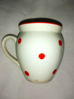 Spotted granite stoneware, pot-bellied mug