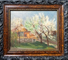 Bukovinszky Gyula (1903-1975) kárpátaljai festő olajfestménye, Erdélyi B. és Boksay J. tanítványa