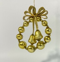 Old Christmas tree decoration, glass decoration, polygonal wreath, bell or bell, tapestry