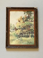 Jenő Haeffner (1894-1944) 1936 labeled forest landscape watercolor painting