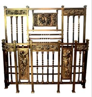 A704 antique, embossed copper bed frame