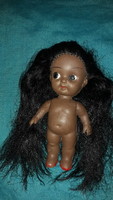 Antique German small rubber toy doll with lush hair, 12 cm, good condition according to the pictures