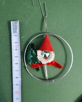 Old retro tapestry Christmas tree decoration glass metal chenille with Santa Claus fir tree