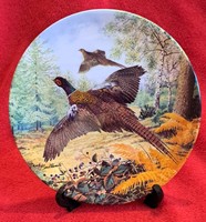 Fácán madaras porcelán dísztányér, vadász tányér (M3841)