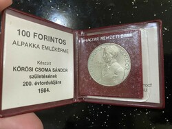100 HUF alpaca commemorative coin csoma sándor Kőrösi 1984.