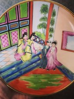 Fischer Ignác tányér, legkorábbi időszak, Canton mintás, kézzel festett