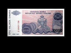 UNC - 100.000 DINÁR - HORVÁTORSZÁG - 1993