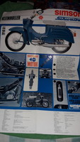 Antik német műhelyplakát / katalógus brossúra SIMSON SCHWALBLE motorkerékpár a képek szerint