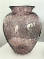 Karcagi glass vase with eggplant purple spots, 26 cm high