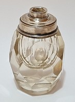 MA MINDENT ELADOK! :) Antik ezüst szerelvényes, lapracsiszolt parfümös üveg