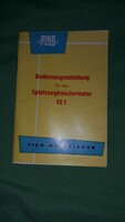 Old piko fz 1 toy transformer transformer manual in several languages, operating instructions according to the pictures