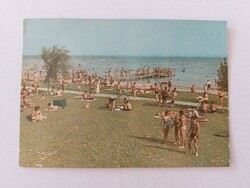 Retro postcard 1966 Balaton beach