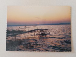 Retro képeslap Balaton naplemente stég