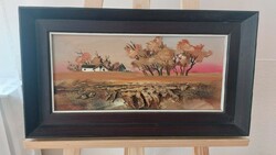 (K) Tóth Rozália gyönyörű festménye 49x28 cm kerettel