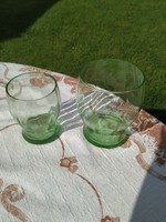 2 antique green glass wine glasses for sale!
