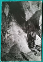 Aggtele-jósvafő, baradla cave, stalactite waterfall, used postcard, 1957