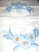 Beautiful vintage floral hand crocheted and embroidered tablecloth