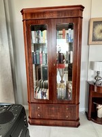 Antique-style, glass mirror display case, bookcase