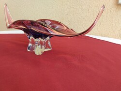 A beautiful gondola-shaped, pink and blue, Czech glass offering, 37 cm, flawless..No minimum price.