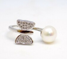 Pillangós-gyöngyös ezüst gyűrű (ZAL-Ag107669)