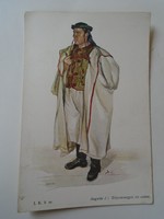 Za451.135 Old postcard - Upper Hungarian lake case - folk costume, pipe Zólyom county lake man 1910