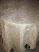 Beautiful vintage full rose cream yellow damask tablecloth