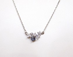 Silver necklace with blue and white stones (zal-ag112380)