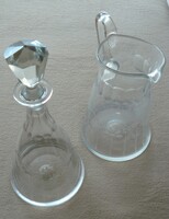 Antique glass jug and wine bottle
