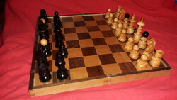 Antik 1960. védjegyzett minőségi fa sakk készlet HIÁNYTALAN 38 x 38 cm játéktérrel a képek szerint