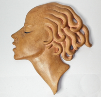 Antique art deco ceramic female head / wall mask