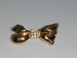 New! Original marked monet gold-plated bow brooch embellished with crystals