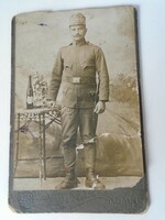 D196134 old photo -cdv - photo of soldier Victor Fürst barley thresher Rum Serbia - 1910k torn