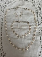 Old handmade freshwater cultured pearl set for sale !Chain, bracelet, earrings/!