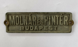 Molnár és Pintér Budapest - öntvény tábla