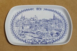 Retro lowland porcelain tray offering a bowl with a view of Buda