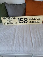 Retro bus sign, 158, Moskva square - chairlift, bkv sign