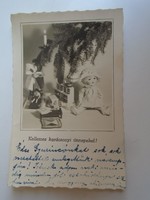 D196202 Christmas card - photo card - toys under the tree 1940-50 old postcard