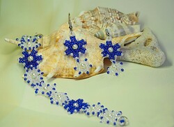 Handmade snowflake set in blue and white