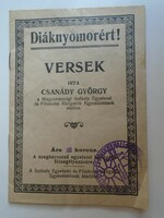 D196199 Diáknyomorért!  Versek -Csanády György - Ára 20 korona -  1920k  A Székely Egy. Hallgatók