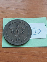 Sweden 5 öre 1881 bronze, ii. Oscar #d