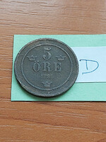 Sweden 5 öre 1885 bronze, ii. Oscar #d