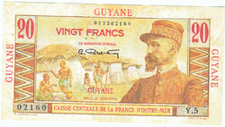 Francia Guyana  20 Francia guyanai frank 1947 REPLIKA