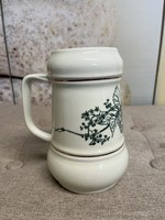 Hollóházi leaf pattern porcelain jug with handle a46